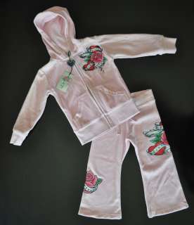 FLOWERS BY ZOE PINK FOREVER TRUE LOVE TATTOO VELOUR HOODIE PANTS NEW 
