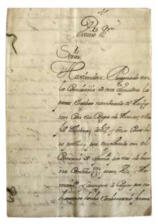 1747 Spanish Mauscript Letter   BRITISH SHIP HARRINGTON CAPTURED 