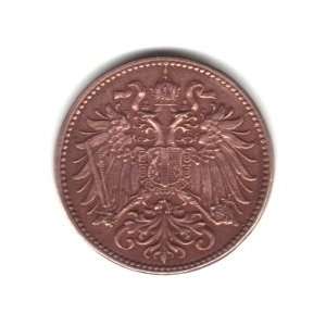  1897 Austria 2 Heller Coin KM#2801 