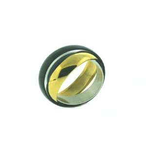  Stainless Steel Tri Colored Rolling Ring, Size 5 Jewelry