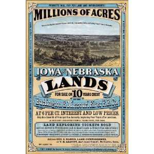 Land Sale, Nebraska and Iowa, c1872   24x36 Poster