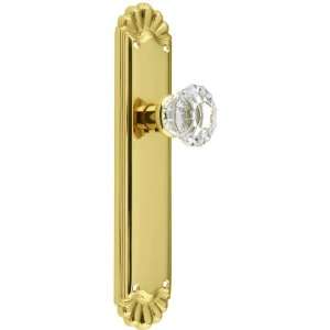 Trenton Door Set With Fluted Crystal Knobs Privacy Polished Brass.