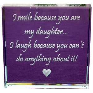 I Smile Daughter Hand Carved Glass Paperweight