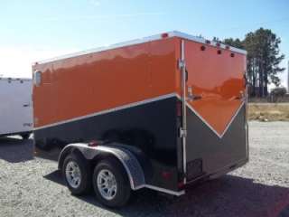 12 double motorcycle enclosed trailer blk and org harley color 