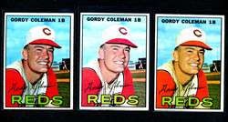 1967 TOPPS #61 GORDY COLEMAN.REDSALL 3 ERROR VARIATIONS  