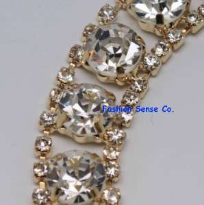 wedding cak decor applique diamante rhinestone crystal GOLD chain 