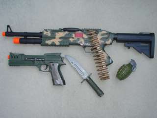 Combat Force Military Set Machine Gun, Pistol, Knife, Grenade + FREE 