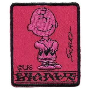   fluorescent pink background Embroidered Peanuts Iron On / Sew On Patch