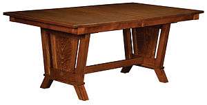 Amish Mission Trestle Dining Table Solid Wood Rectangle Oak Extending 