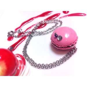  Macaron necklace pink/Adorable fake dessert and food items 