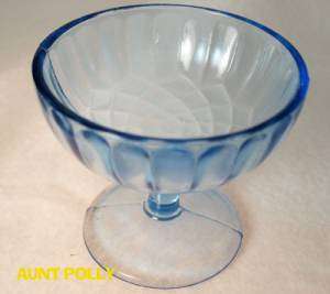 GLASS CO.   AUNT POLLY   FOOTED SHERBET BLUE  