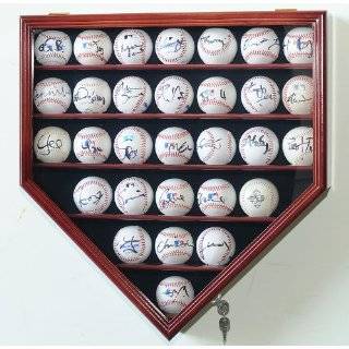 30 Baseball Display Case Cabinet Holder Rack Home Plate Shaped w/ UV 