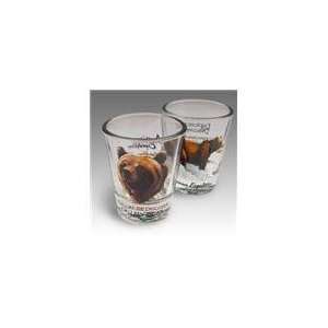 SET OF (2) SHOT GLASSES GRIZZLY BEAR 