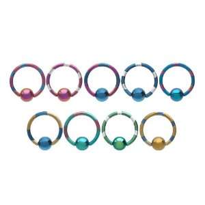 316L Surgical Steel Titanium Plated Captive Bead Rings   16g 3/8 4mm 