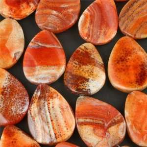  40mm Fossil Fire Agate Teardrop Beads Arts, Crafts 