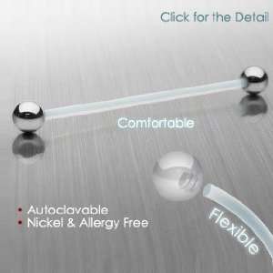 Bio Flex Surface Piercing Barbells   14G, 5mm Ball, 3/4 Length   Sold 