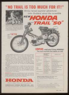 1962 Honda Trail 50 motorcycle photo print ad  