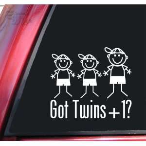  Got Twins +1? bbB White Vinyl Decal Sticker Automotive