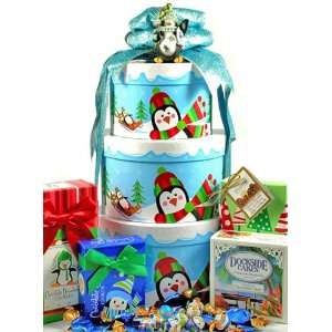 Just Chillin Holiday Penguin Gourmet Treats Stacking Boxes Gift Tower