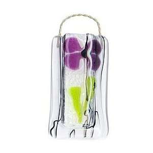  Purple Floral Fused Glass Pocket Vase