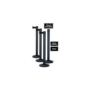  4 Black Post Queue Pack with Signage