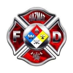  Inferno Red Hazmat FD Maltese Cross Decal   2 h 