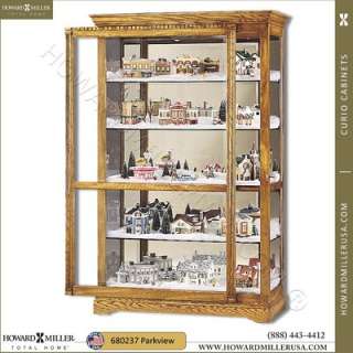 680237 Townsend  Howard Miller Large Oak Curio Display Cabinet 