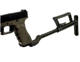 The TAC Stock is attached into the empty space in the Glocks handgrip 