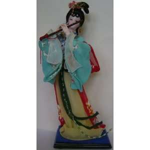  Silk Doll Figurine Ancient Beauty Fairy with Flute