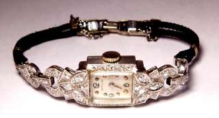 1950s Hamilton .900 Platinum & 1 Carat Diamond TW Watch w/ Box  