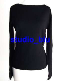 AZZARO Black Cashmere Floral Lace Open Back Sweater L  