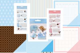 Pic 1 Pebbles NEW ADDITION BABY PAPER Scrapbook Sheet  