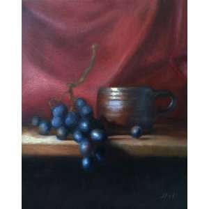  Still life with grapes, Original Painting, Home Decor 