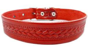 Large Tooled Leather Dog Collar Rich Pattern Texture  