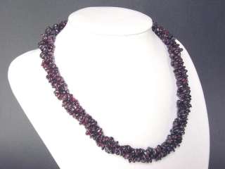 Necklace Red Garnet 22 3 Strands Chip Beads  