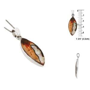    Sterling Silver Pointed Oval Pendant with Turbo Shell Jewelry