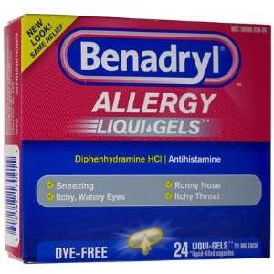 Benadryl Allergy Liqui GelsSoftgels Dye Free 24ct (Quantity of 5)