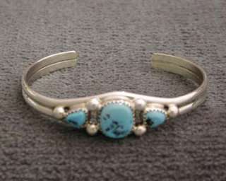 Navajo Grace Yazzie Sterling Silver Turquoise Bracelet Native American 