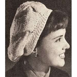 Vintage Crochet PATTERN to make   Pleated Beret Hat Cap Snood. NOT a 