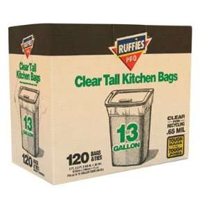 Berry Plastics 618764 Ruffies Trash Bags 0.65 Mil Clear 120/Bags