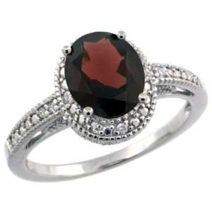  Sterling Silver Vintage Style Oval Garnet Stone Ring w/ 0 