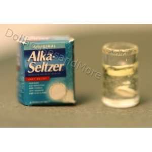  Miniature Glass of Alka Selzer with Box. Toys & Games