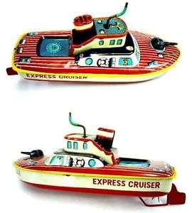 BANDAI EXPRESS Speed Racer Cruiser Boat Ship Tin Toy  
