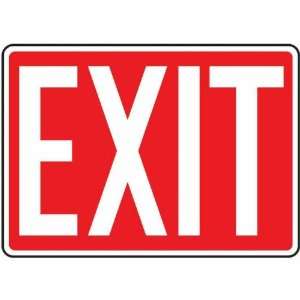 Safety Sign, Exit (white/red), 10 X 14, Aluminum  