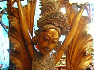 Balinese Barong Dancer Goddess Mahogany Wood Carving  