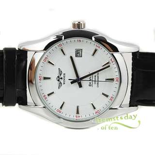 Elegant Brand NEW Automatic White Steel Face Date Display Wrist Watch 