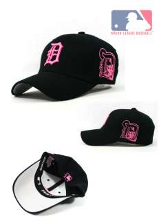Detroit Tigers Baseball Team Cap Black Cap with Pink Logo Hat DT05 New 