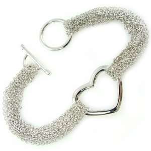  Designer Inspired Sterling Silver Heart Chains Bracelet 