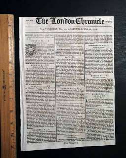 GENERAL JOHN BURGOYNE Battle of Saratoga 1779 Newspaper  