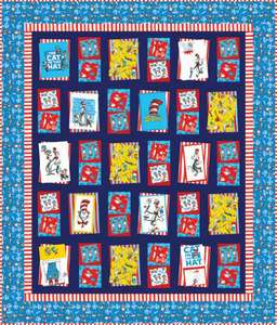 Dr. Seuss Bump Thump Panel Quilt Kit Cat in Hat 75 x 88 Red White Blue 